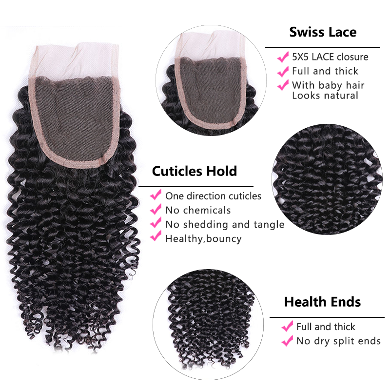 Sterly Curly Wave Bundles With 5x5 Lace Closure Human Hair Bundles With Closure