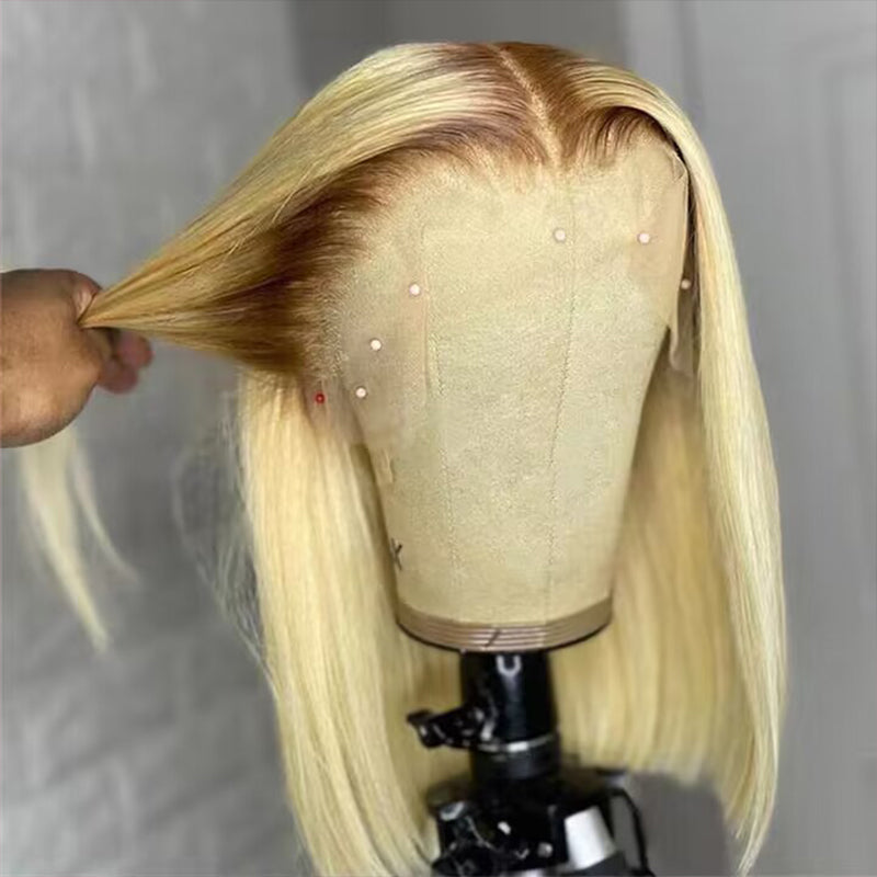 Sterly T4/613 Ombre Colored Bob Wig 13x4 HD Lace Straight Human Hair Wigs
