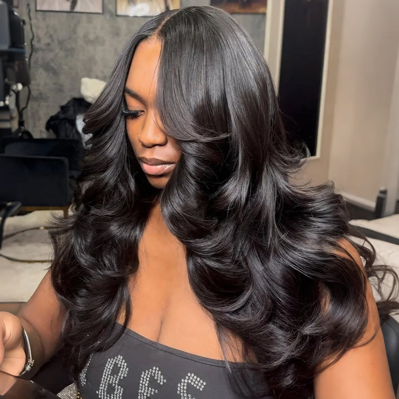 Face-Framing Curtain Bangs Body Wave Glueless 7×6 Lace Wig | Sterly Human Hair Wig With Layers