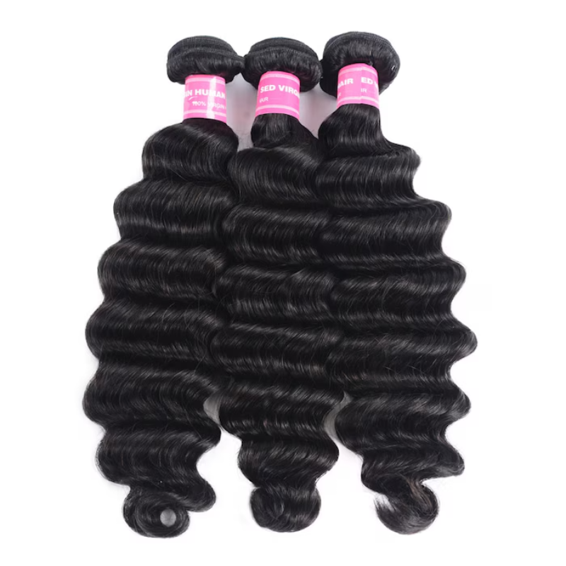 Sterly Unprocessed Loose Deep Wave Virgin Hair 3 Bundles with 13×4 Lace Frontal Hand-tied