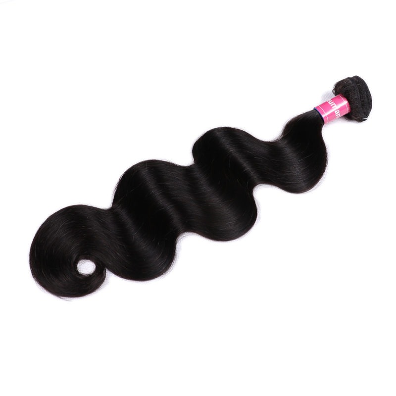 #1 Jet Black Raw Indian Hair Body Wave Bundles Human Hair Extensions 1/ 3 /4 Bundles