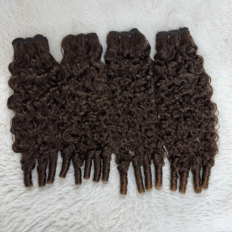 #4 Extensions de cheveux frisés birmans bruts brun chocolat 100 % cheveux humains Sterly Hair