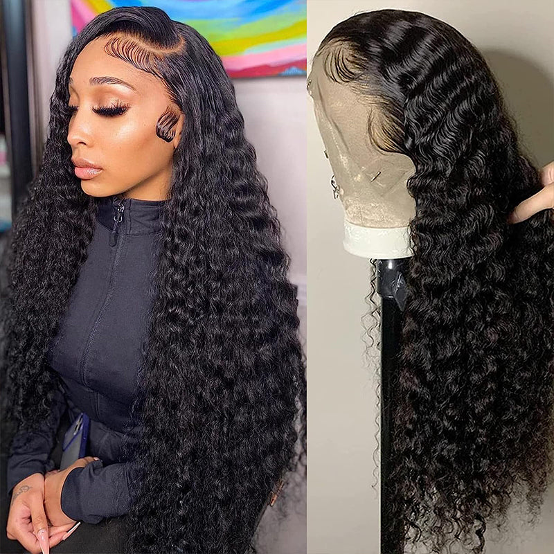 Affordable 16-34inch Sterly 13x6/7×6 Transparent Lace Deep Wave Front Wigs Natural Color/Jet Black
