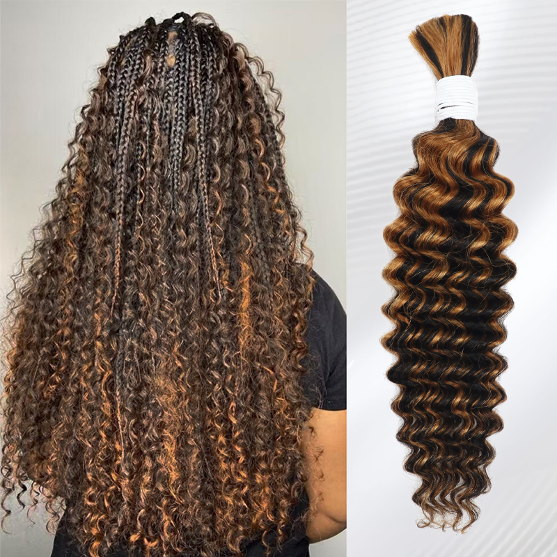 Deep Wave Bulk Human Hair For Braiding No Weft 100% Human Hair Extensions Micro Braiding Hair 100g/Bundle