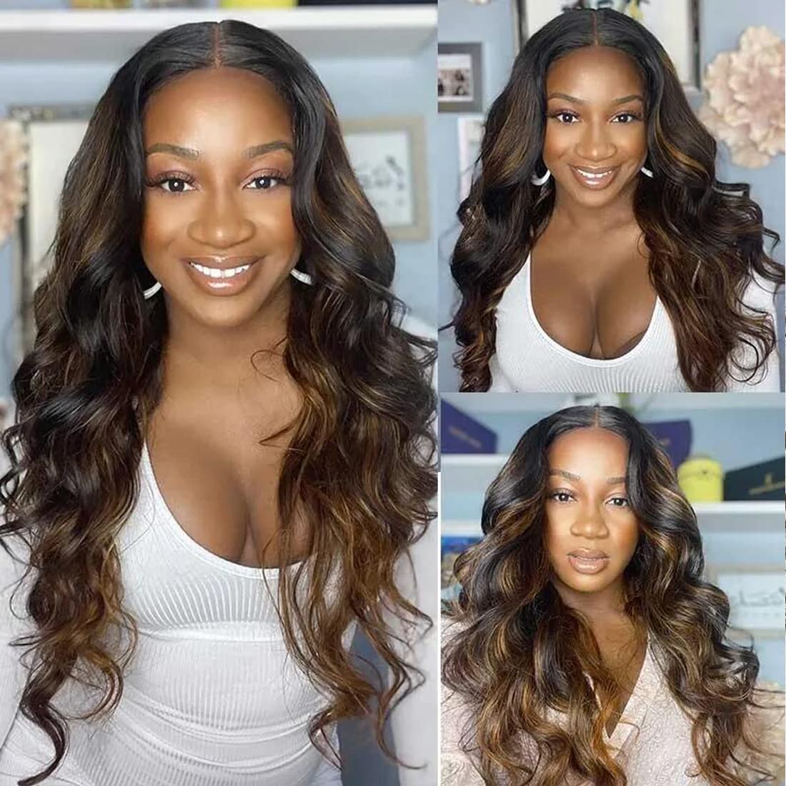#FB30 Glueless V Part Wig Straight / Body Wave / Curly Human hair Wigs 250% Density