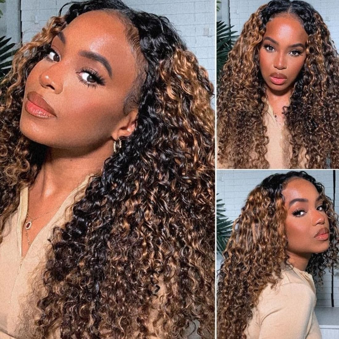 #FB30 Glueless V Part Wig Straight / Body Wave / Curly Human hair Wigs 250% Density