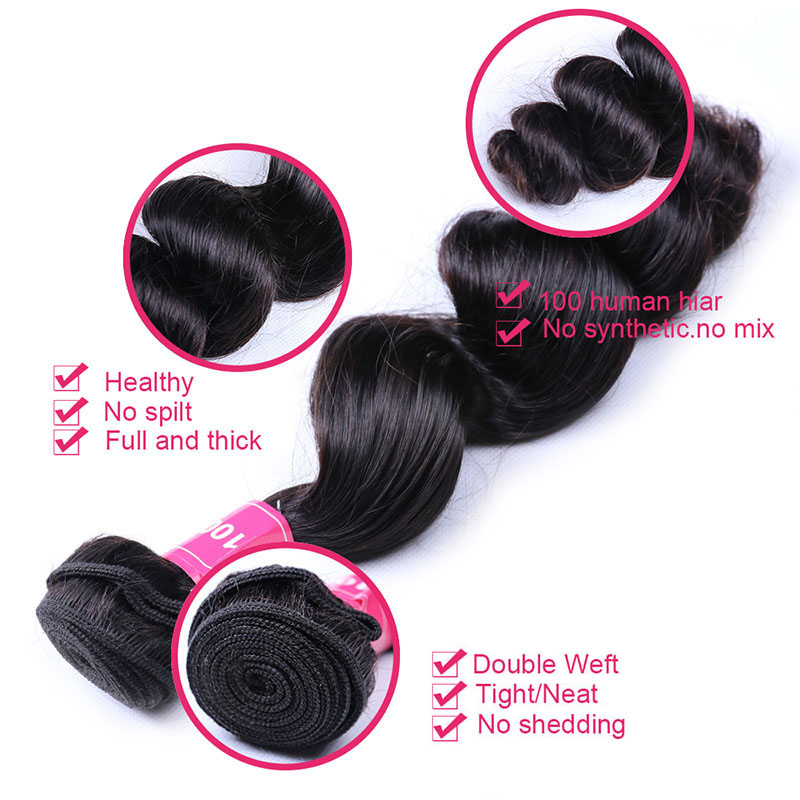 Sterly Hair 3 Bundles Loose Wave Virgin Hair with 13×4 Transparent Lace Frontal