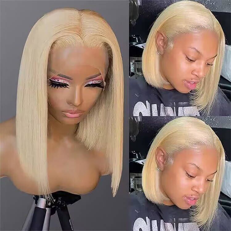 #613 Blonde Straight Bob Wig 13x6 HD Lace Human Hair Wigs