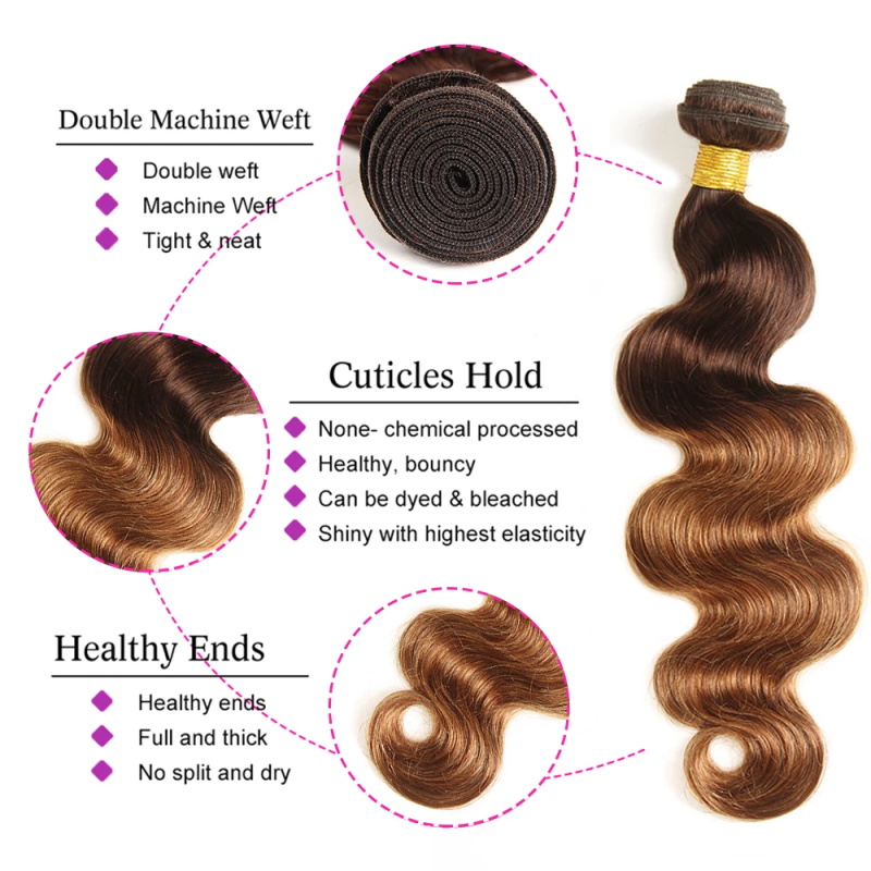 Sterly T4/30 Colored Ombre Body Wave Human Hair Bundles With 13×6 Lace Frontal