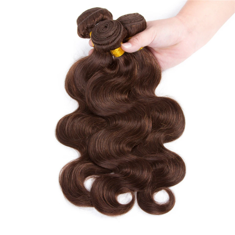Sterly #4 Chocolate Brown Straight Hair / Body Wave Human Hair Bundles