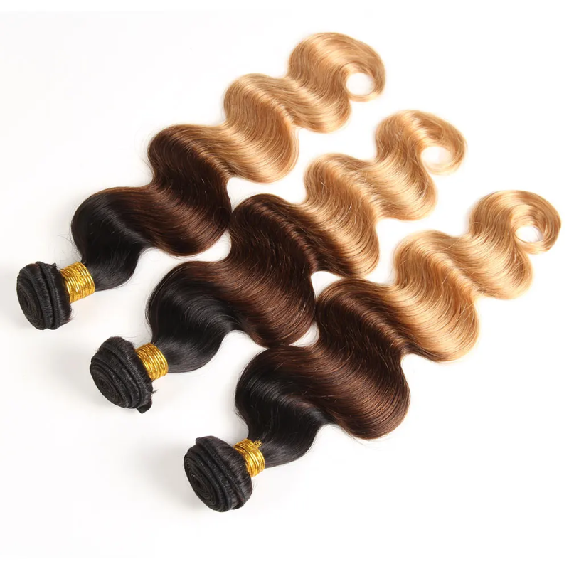 Sterly T1B/T4/27 Colored Ombre Straight Hair / Body Wave Bundles Human Hair Weave