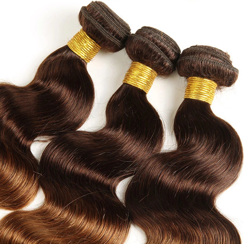 Sterly T4/30 Colored Ombre Body Wave Human Hair Bundles With 13×6 Lace Frontal
