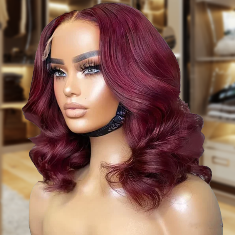 99J Pull and Go Glueless 7×6 Lace Body Wave Short Bob Wig Human Hair Wigs