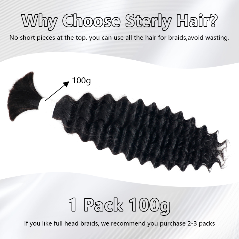 Deep Wave Bulk Human Hair For Braiding No Weft 100% Human Hair Extensions Micro Braiding Hair 100g/Bundle