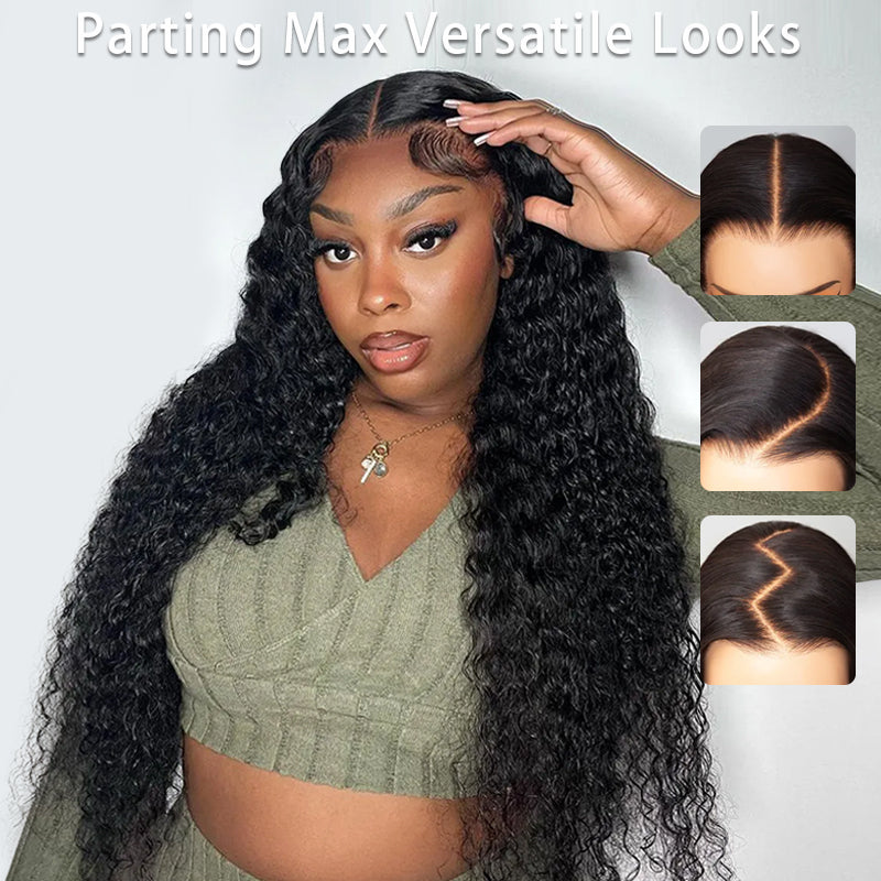 #1 Jet Black Glueless 7x6 Deep Wave Wig HD Lace Front With Invisi- Drawstrings