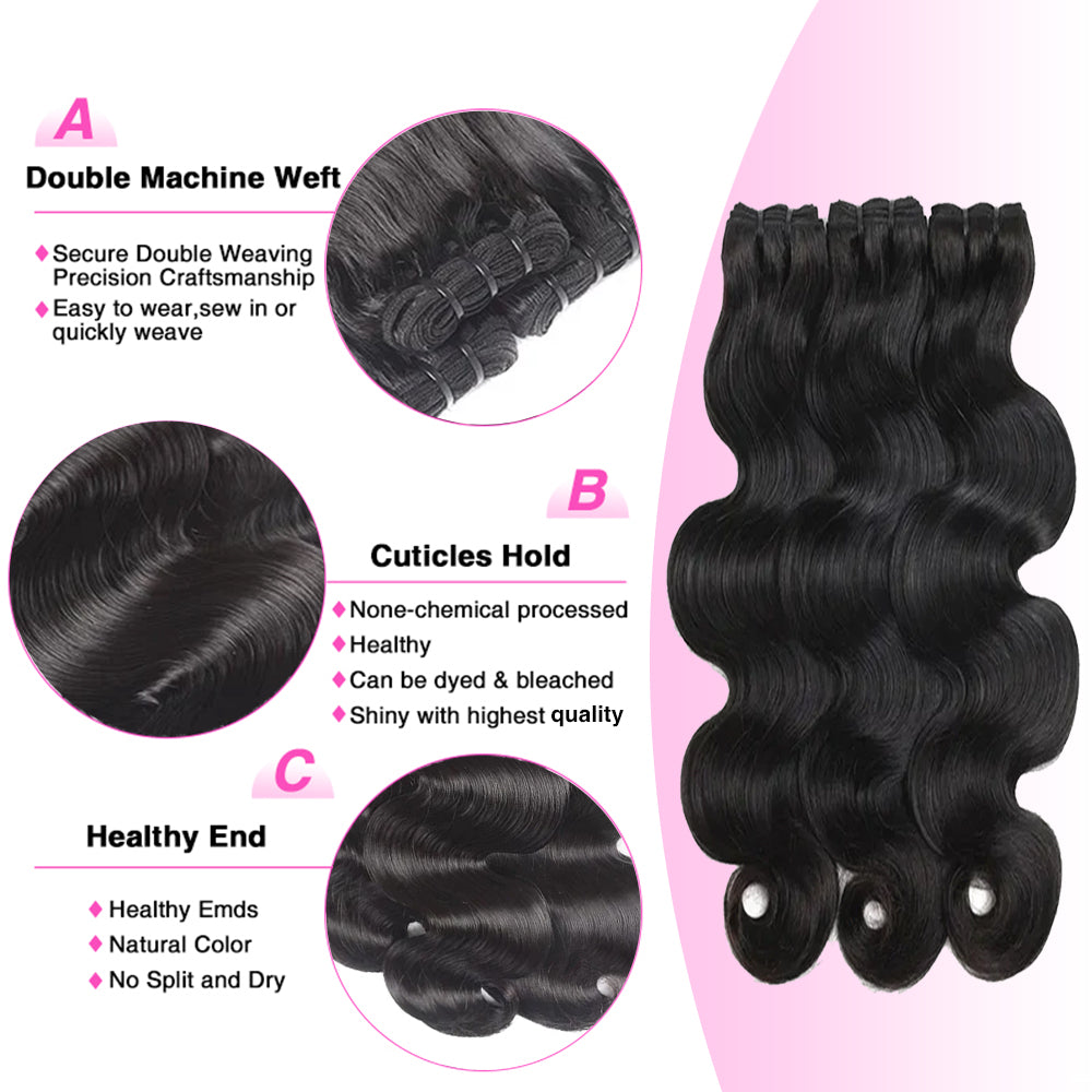 Raw Body Wave Bundles High Quality 100% Human Hair Cuticle Aligned
