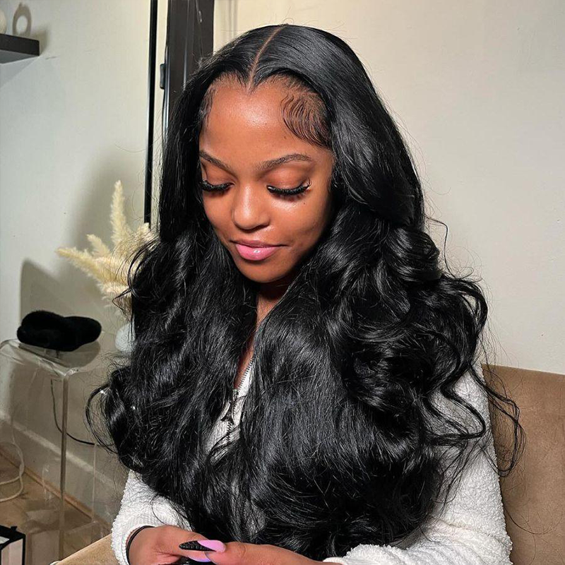 Hot Selling #1 Jet Black Hair Wig Loose Body Wave Lace Front Wigs Human Hair