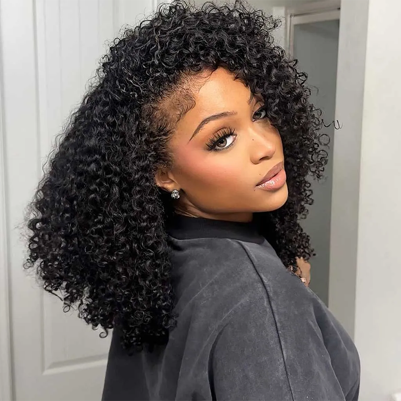 3-In-1 Half Wig Kinky Curly Glueless Flexi-Fit Drawstring Wig Beginner Friendly