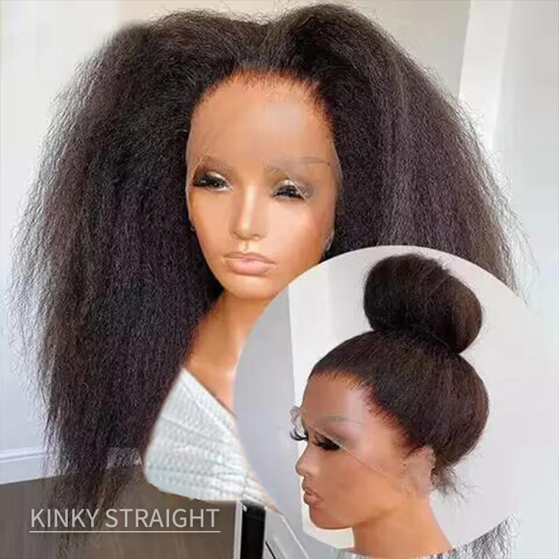 Type 4C Edges Wig | Glueless 360 Yaki Straight / Kinky Straight Lace Frontal Human Hair Wigs With Snug Fit Invisi-Strap