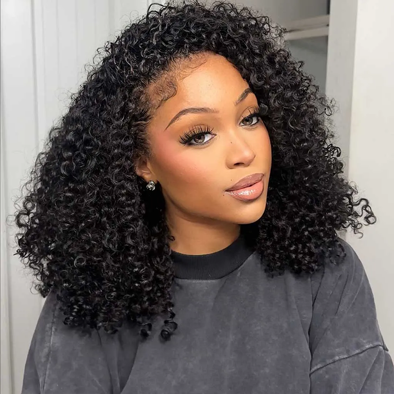 3-In-1 Half Wig Kinky Curly Glueless Flexi-Fit Drawstring Wig Beginner Friendly