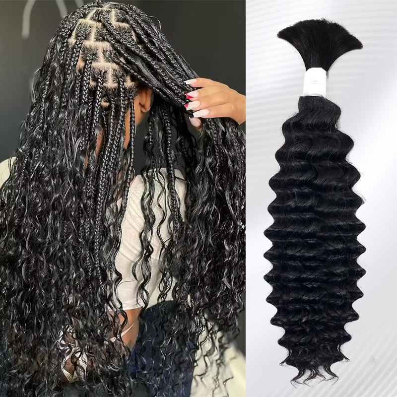 Deep Wave Bulk Human Hair For Braiding No Weft 100% Human Hair Extensions Micro Braiding Hair 100g/Bundle