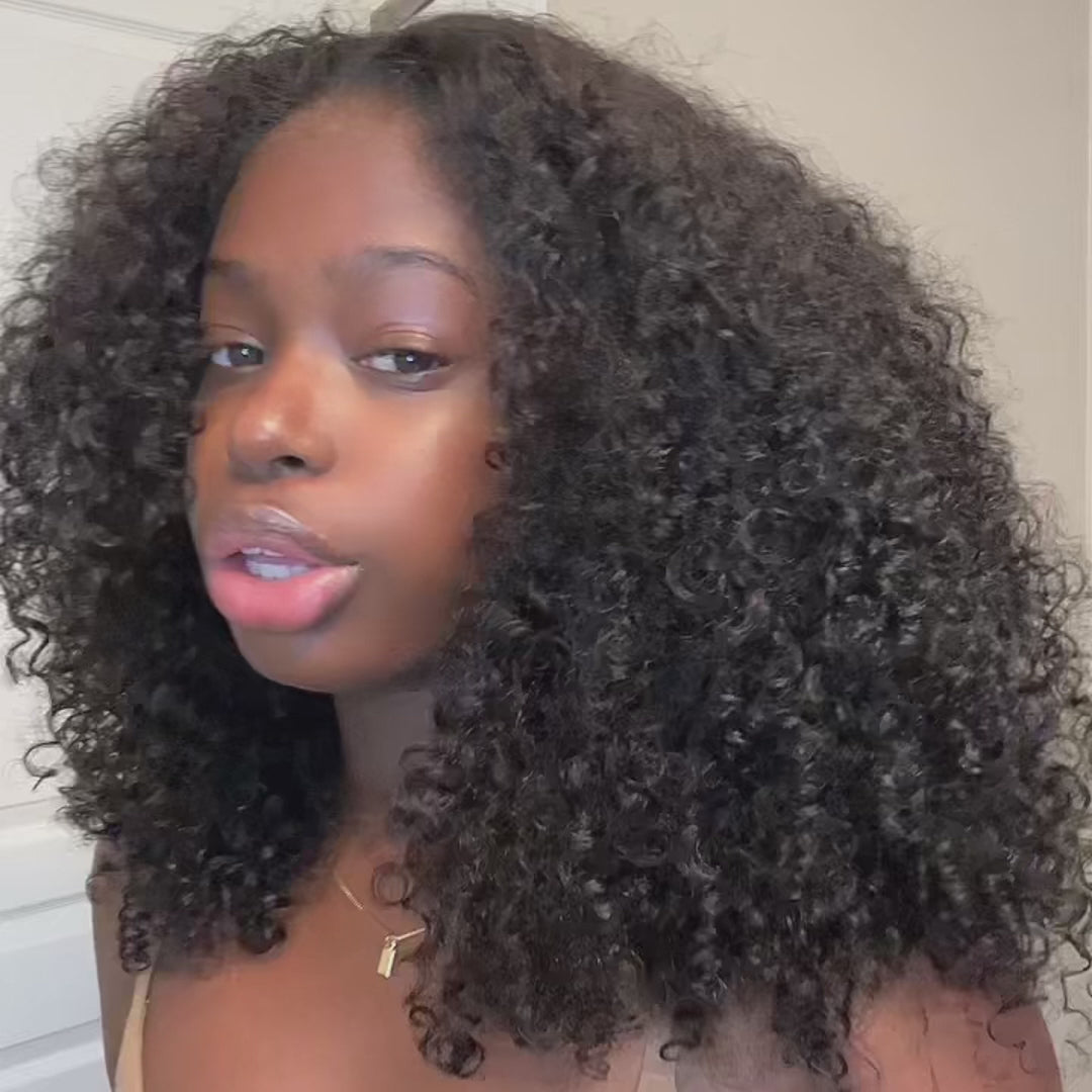 Perruque de cheveux humains crépus bouclés haute densité 250 % Sterly 13 × 6, perruque super épaisse à double tirage 3c/4a