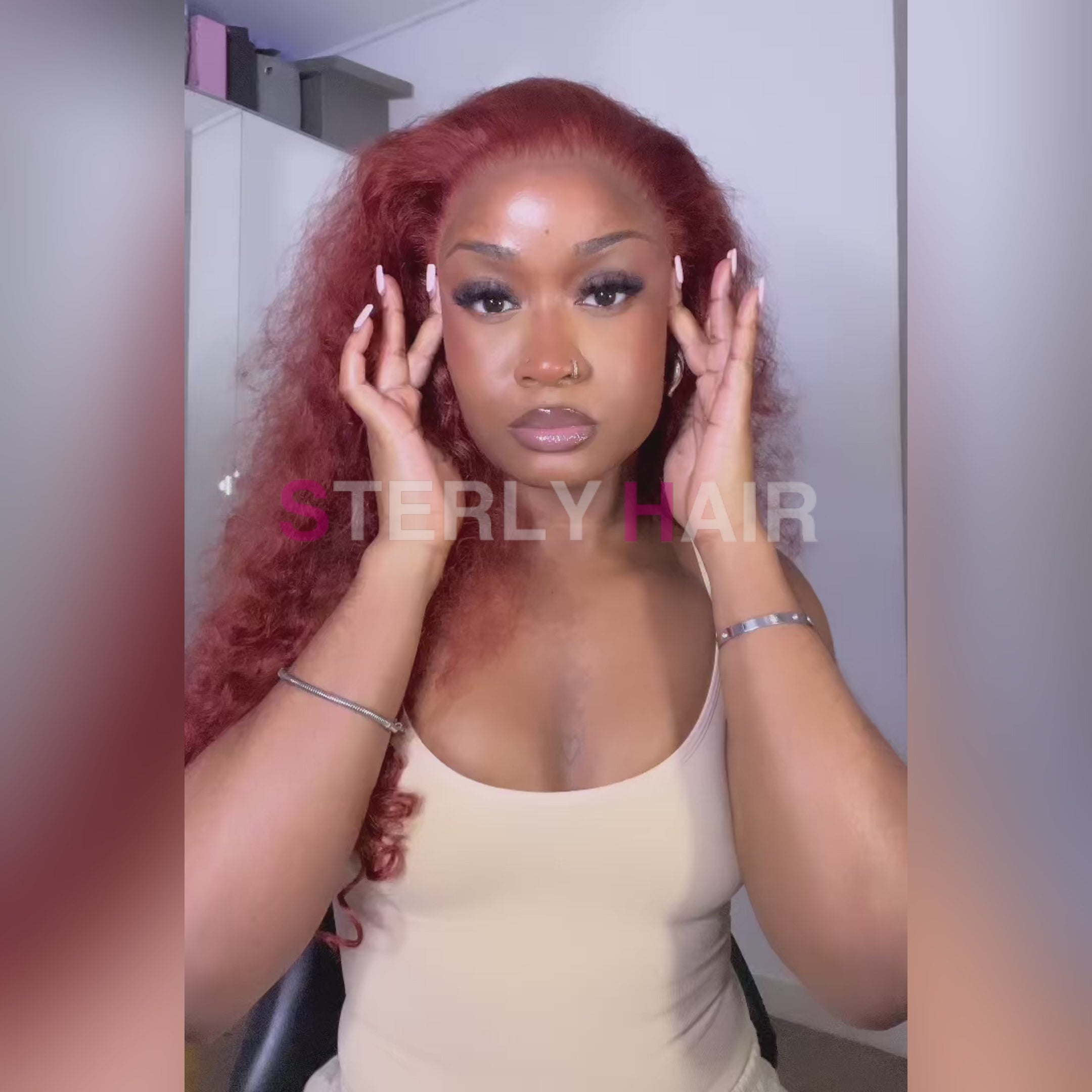 Affordable Reddish Brown /#99J Burgundy Deep Wave Wig Sterly 13×6 Full Lace Frontal Human Hair Wigs