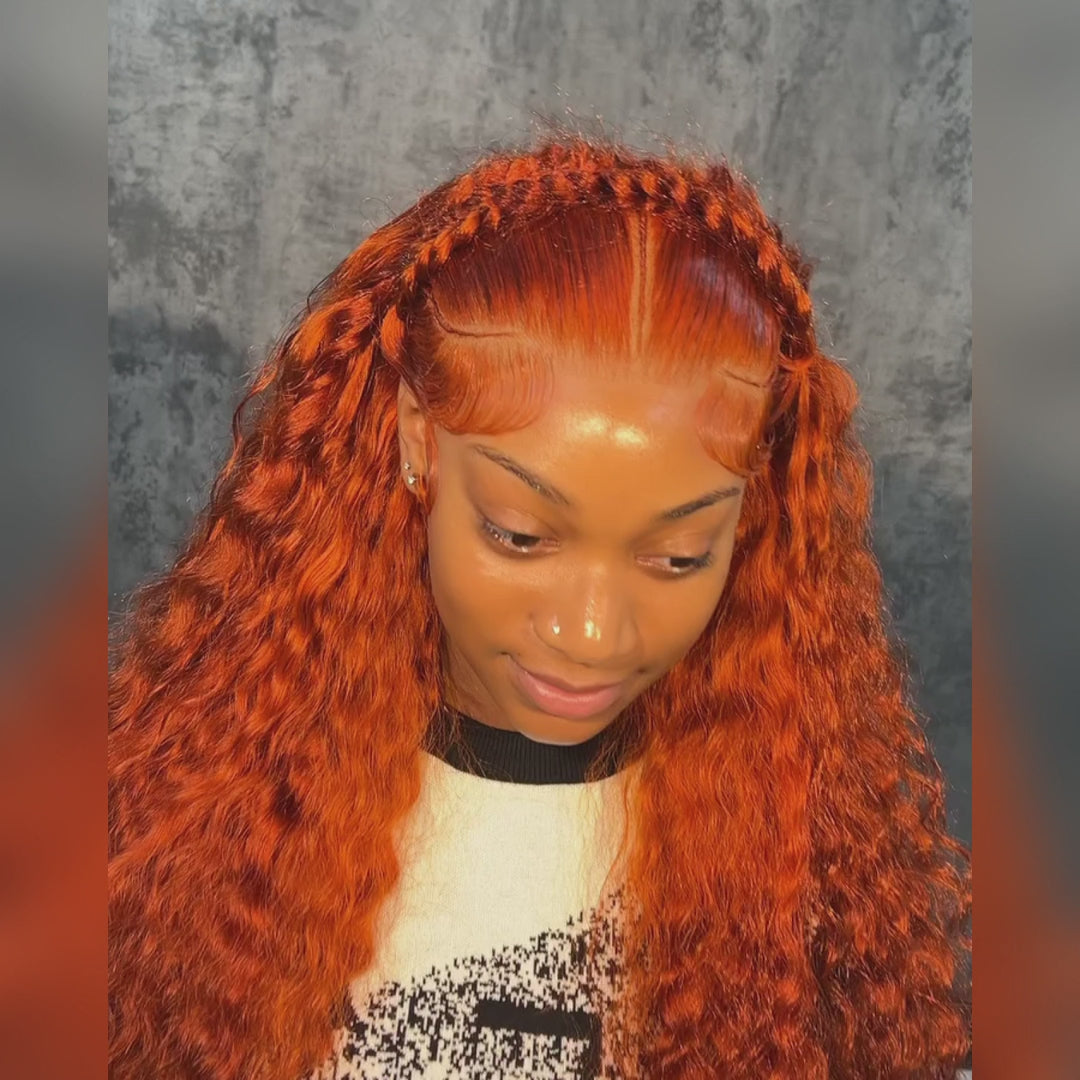 Flash Sale | #350 Ginger Deep Wave Frontal Wig 13×6 Lace Human Hair Wig
