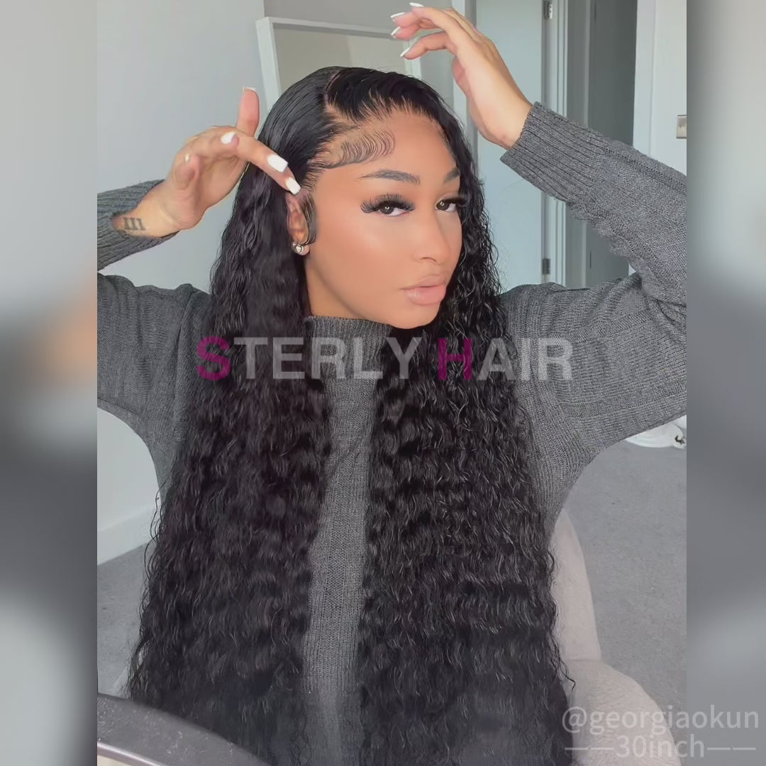 Affordable 16-34inch Sterly 13x6/7×6 Transparent Lace Deep Wave Front Wigs Natural Color/Jet Black