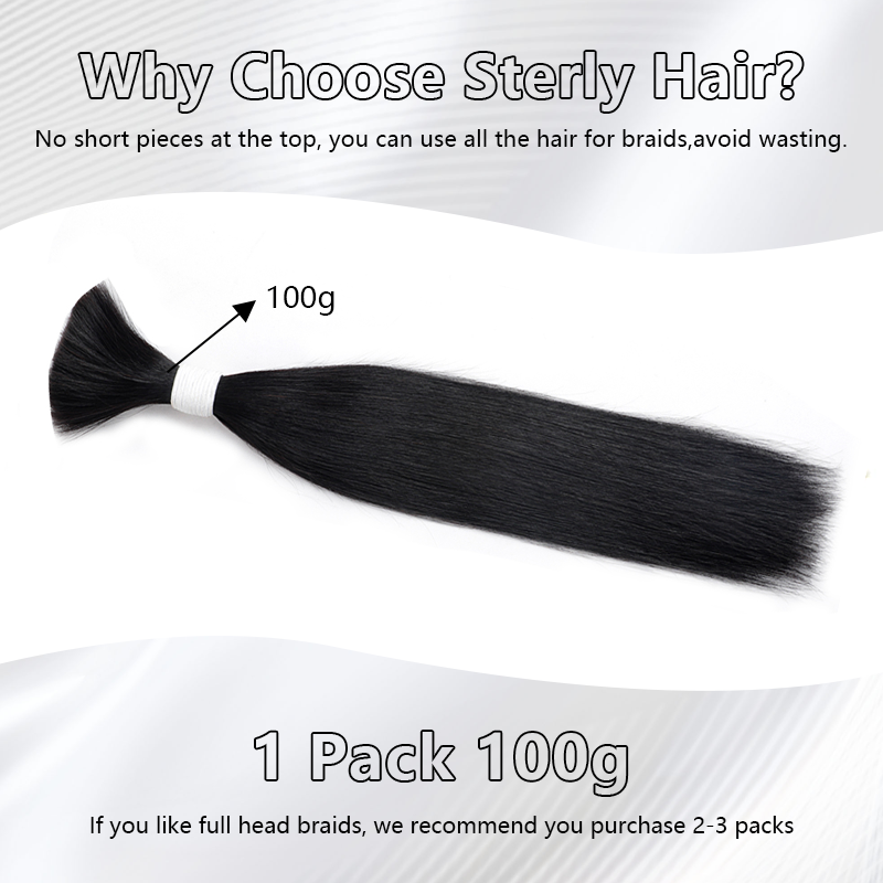 Extensions de cheveux humains micro-tressés, cheveux lisses, sans trame, 100 g/lot
