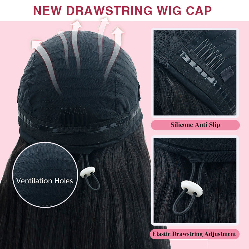 250% Density Glueless V Part Body Wave Wigs Beginner Friendly Thin Part Drawstring Wig