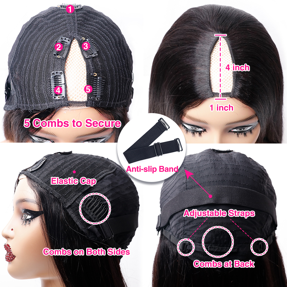 𝐍𝐄𝐖 ✅ Côté gauche / Côté droit / Partie centrale Perruque en V ondulée Cheveux humains sans laisser de côté Perruques améliorées Densité de 250 %