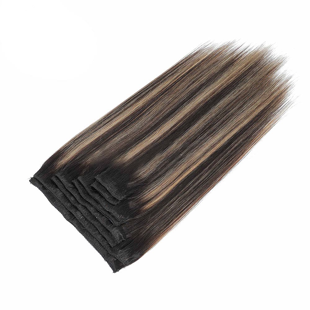Sterly #1B/27/1B Dark Balayage Straight Clip-in Human Hair 8 Pices With 18 Clips 120g