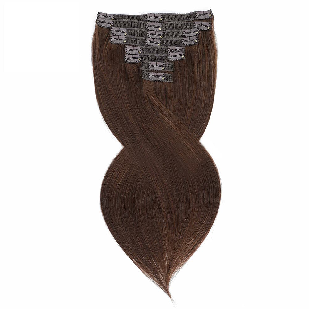 Sterly #4  Chocolate Brown Straight Clip-in Human Hair 8 Pices With 18 Clips 120g