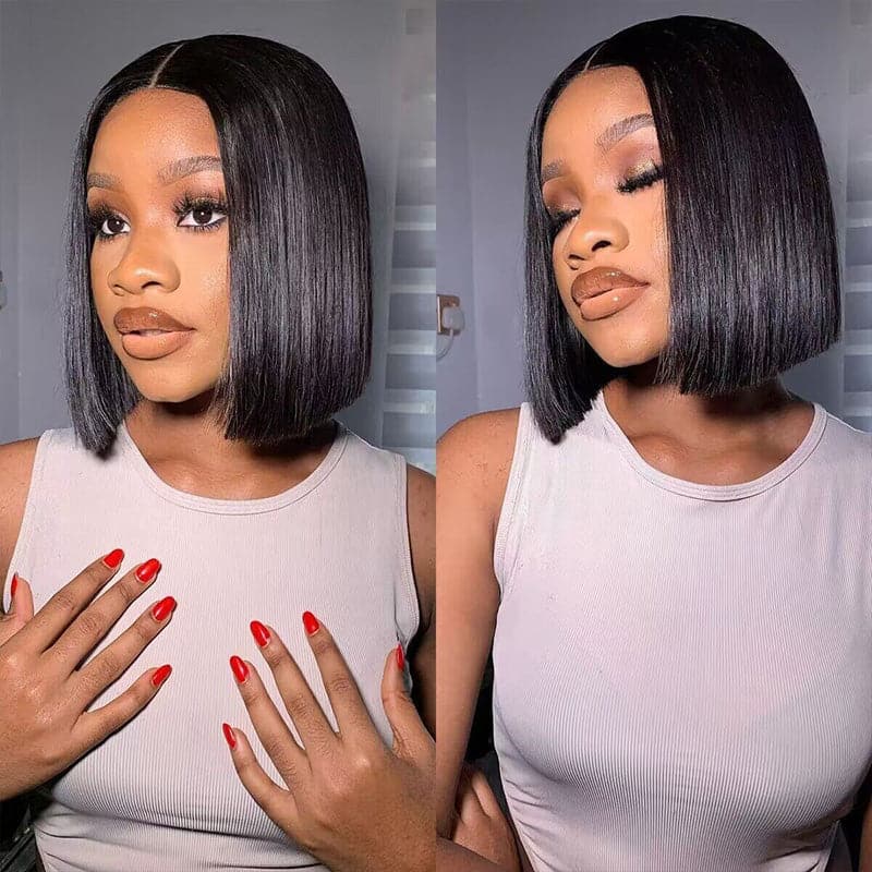 Sterly Wear And Go Straight Glueless Bob Wigs Pre Pleached 7×6/ 9×6 Bob Wigs Human Hair