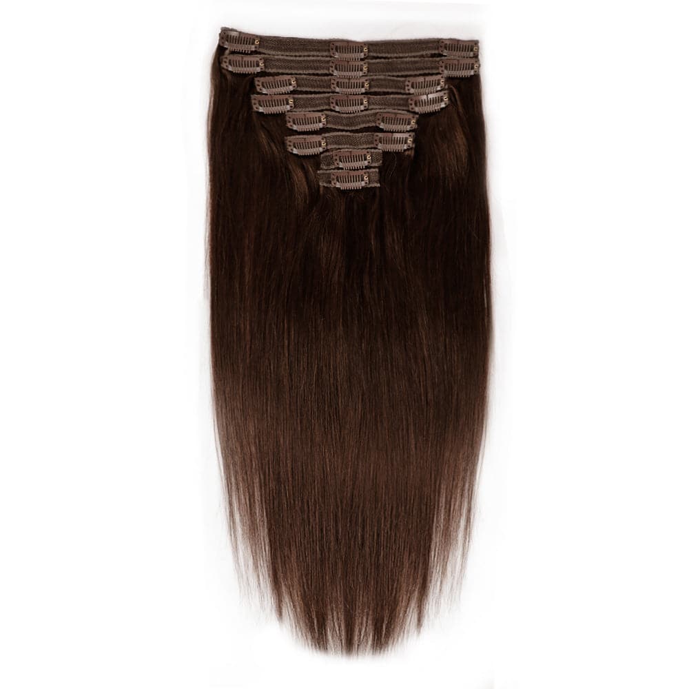 Sterly #2 Dark Brown Straight Clip-in Human Hair 8 Pices With 18 Clips 120g