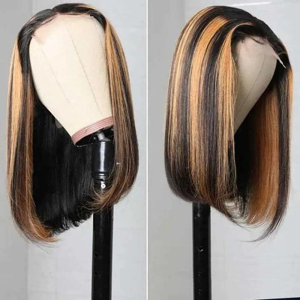 Sterly Straight Ombre #T1B/P1B/30 Highlight Color Lace Frontal Bob Wigs