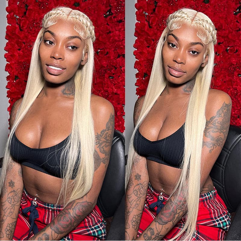 Sterly #613 Blonde Full Lace Human Hair Wigs HD Transparent Straight/Body Wave Lace Frontal Wig