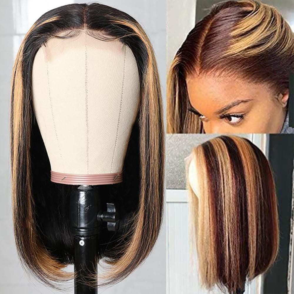 Sterly Straight Ombre #T1B/P1B/30 Highlight Color Lace Frontal Bob Wigs