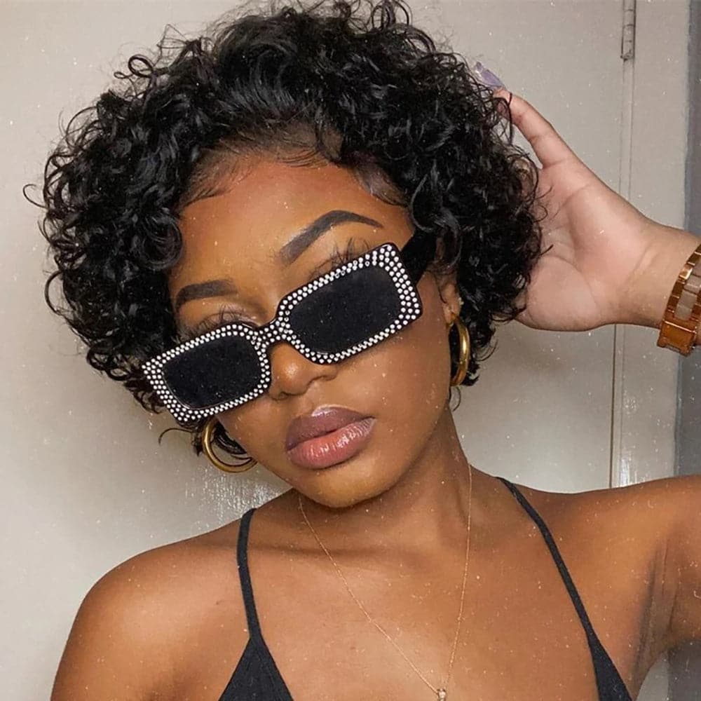 Sterly Short Pixie Cut Glueless Curly Wig Lace Front Human Hair Wigs
