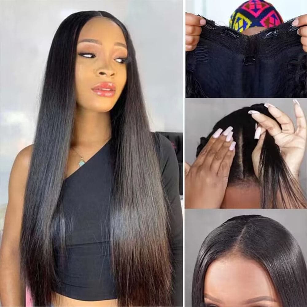 Sterly Glueless V Part Straight Hair Wigs Upgrade U Part Human Hair Wigs  22-32inch