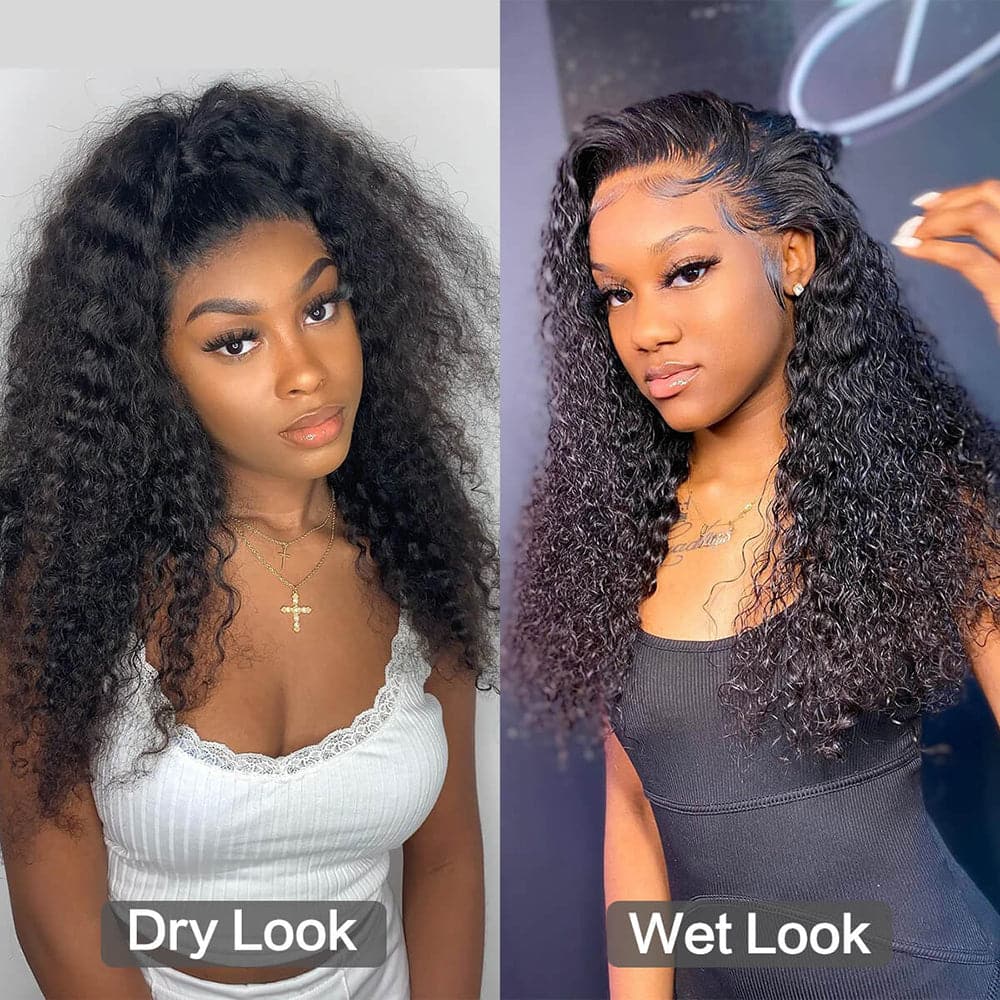 Perruques de cheveux humains bouclés sans colle, 4×4, fermeture en dentelle transparente HD