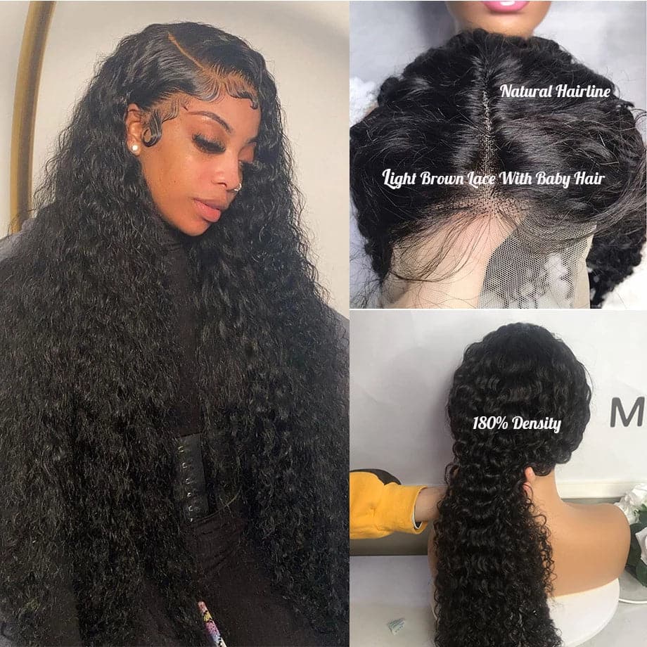 Perruques cheveux longs pour femmes, cheveux humains ondulés, invisibles, densité 180 %, 32 à 40 pouces
