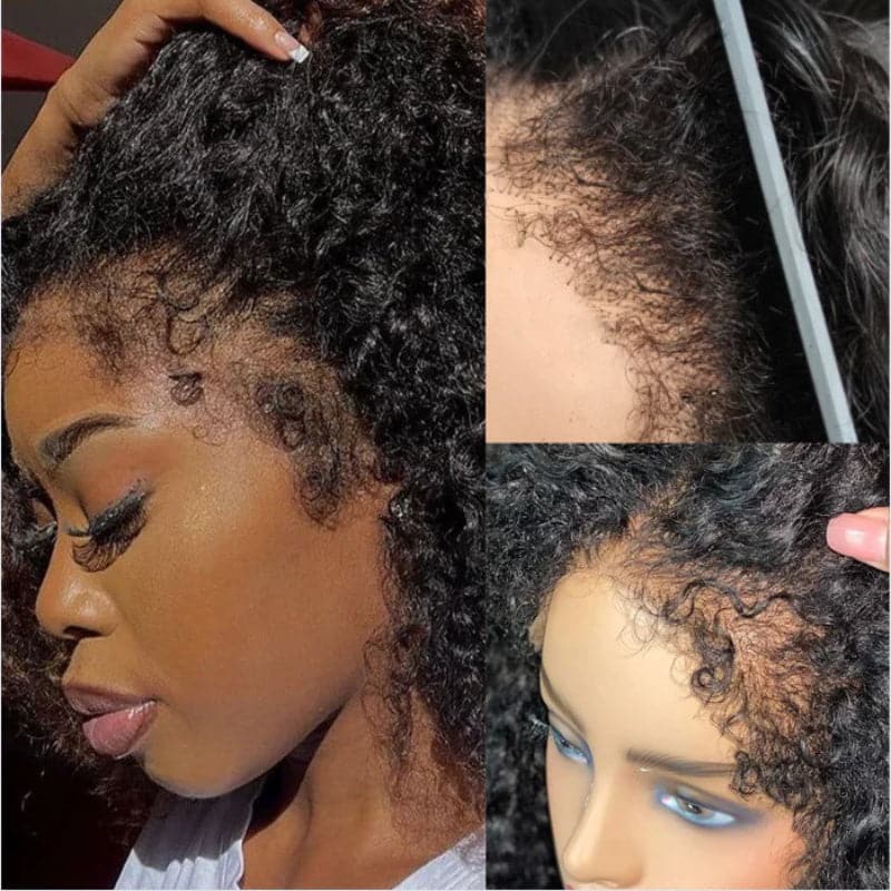 Type 4C Edges Wig | 3c/4a Kinky Curly 5×5/13×6 HD Transparent Lace Human Hair Wigs