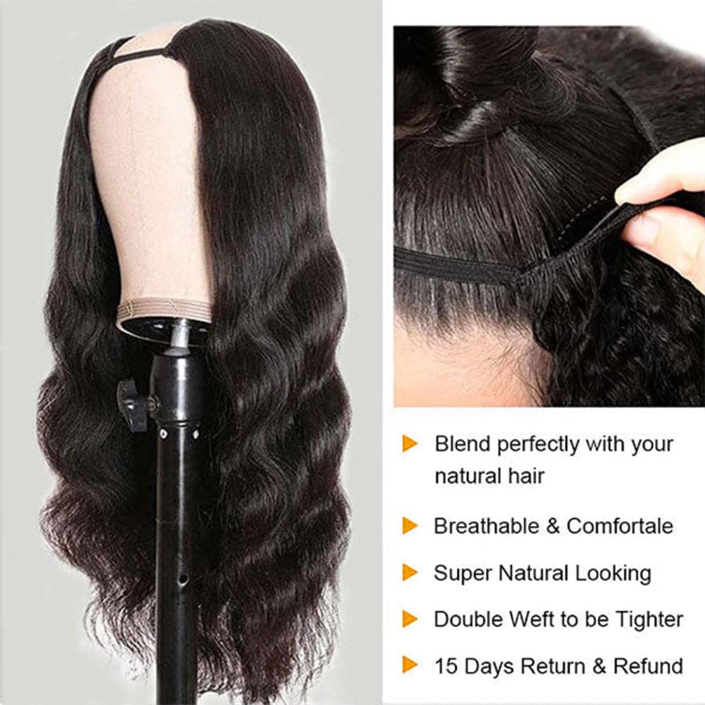 250% Density Glueless U Part body Wave Wigs Human Hair