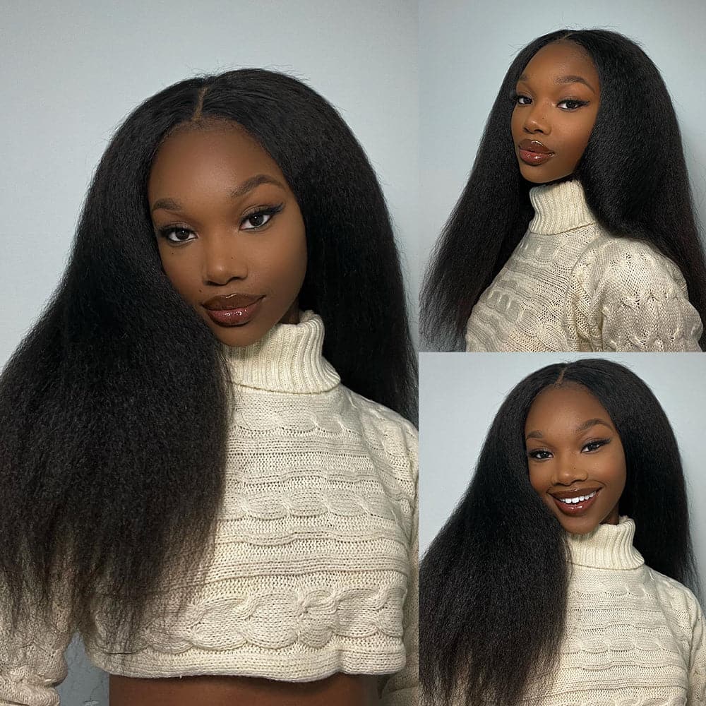 Glueless 13x6 Kinky Straight Wig 16-40inch Transparent HD Lace Frontal Wigs Sterly Hair