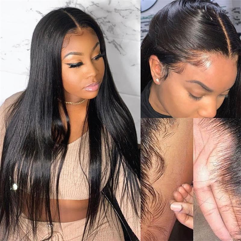 Sterly Ready To Go Glueless Wigs Straight 7×5/13×6 Transparent Lace Human Hair Wigs