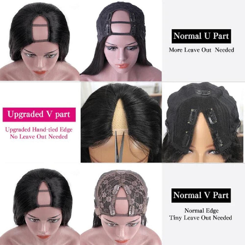 Perruque bouclée sans colle Sterly V Part #FB30 Balayage Highlights Wigs Perruques U Part pour débutants