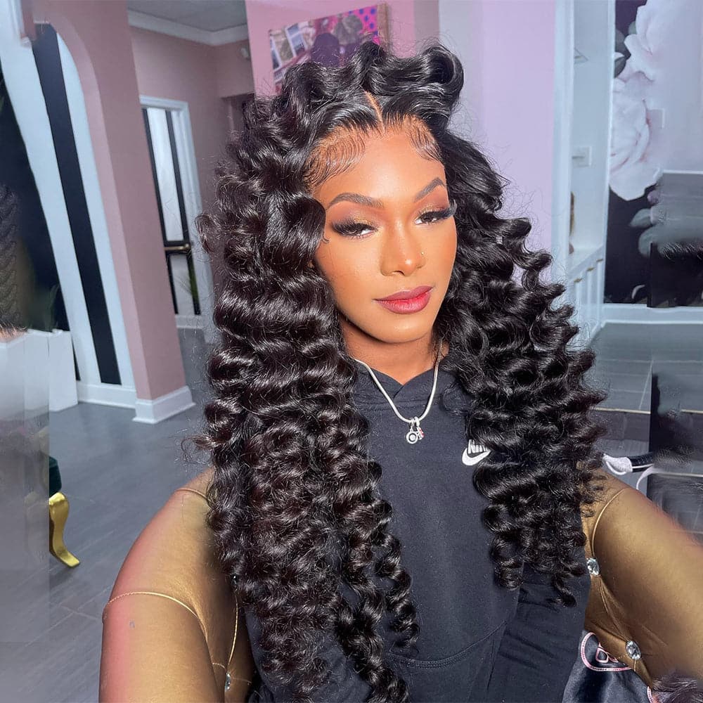 Perruques de cheveux humains Sterly Loose Wave 4×4 avec fermeture transparente HD pour femmes