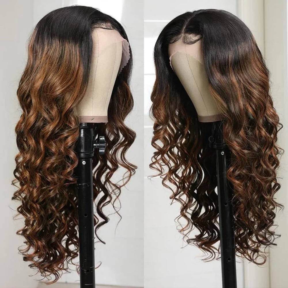 Sterly #FB30 Balayage Colored Highlight Wig Transparent Lace Body Wave Frontal Wigs